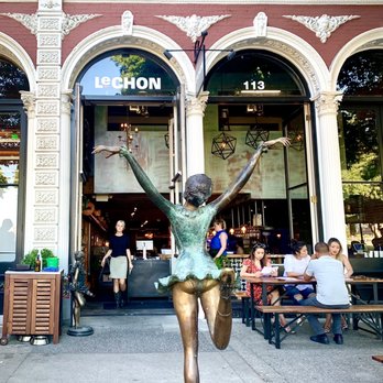 Lechon - Entrance has a fun statue welcoming you. Overall great HH value, service & hangout vibe for anyone: dates, friends, groups & families. - Tapas Bars Near Me - Portland, Oregon Lechon - Entrance has a fun statue welcoming you. Overall great HH value, service & hangout vibe for anyone: dates, friends, groups & families. - Tapas Bars Near Me - Portland, Oregon