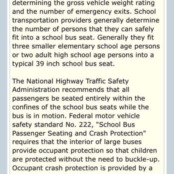 San Jacinto Valley Academy - This is the federal regulation for recommendations for school bus seating capacity - Elementary Schools Near Me - San Jacinto, California San Jacinto Valley Academy - This is the federal regulation for recommendations for school bus seating capacity - Elementary Schools Near Me - San Jacinto, California
