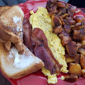 Angie's Coffee & More - Scrambled eggs, white toast ,bacon and well done home fries - Coffee & Tea Near Me - Torrington, Connecticut Angie's Coffee & More - Scrambled eggs, white toast ,bacon and well done home fries - Coffee & Tea Near Me - Torrington, Connecticut
