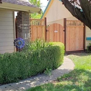 High Quality Fence - Finished redwood fence (I added the piece of paper to remind me about the wet cement that day.) - Fences & Gates Near Me - Manteca, California High Quality Fence - Finished redwood fence (I added the piece of paper to remind me about the wet cement that day.) - Fences & Gates Near Me - Manteca, California