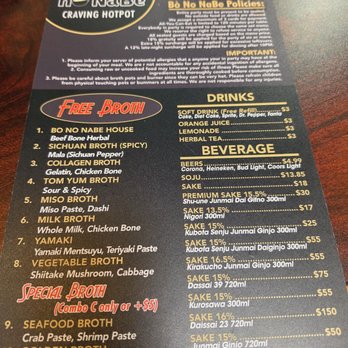 Bò no NaBe - Menu - Hot Pot Near Me - Garden Grove, California