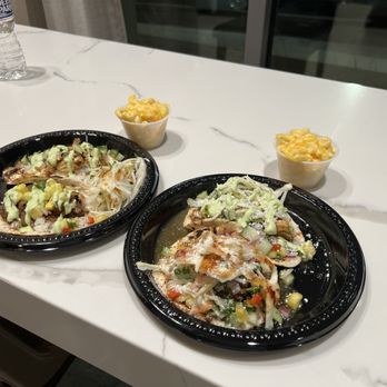 The Angry Jerk - Tacos (oxtail, chicken, shrimp) and a side of Mac and cheese. - Caribbean Near Me - Silver Spring, Maryland