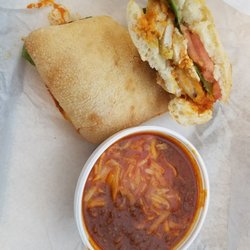 Deli Time - Buffalo chicken melt and small chili