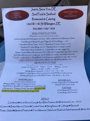 Menu photo 5 Just To Serve You, DE Wilmington, DE