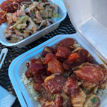Ono Seafood - Shoyu Ahi and Miso Ahi plus another order of Hawaiian Ahi and Hawaiian Tako - Seafood Near Me - Honolulu, Hawaii Ono Seafood - Shoyu Ahi and Miso Ahi plus another order of Hawaiian Ahi and Hawaiian Tako - Seafood Near Me - Honolulu, Hawaii