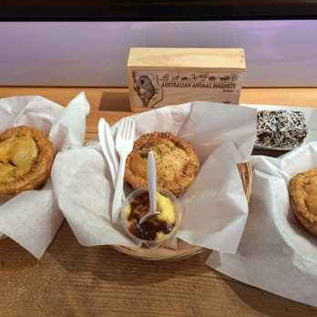 Bronzed Aussie - From left to right: Thai Chicken, Original ground beef, and lamb pie. - Australian Near Me - Los Angeles, California