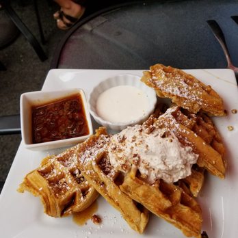 Over Easy - Carrot Cake Waffles - Breakfast & Brunch Near Me - Medford, Oregon Over Easy - Carrot Cake Waffles - Breakfast & Brunch Near Me - Medford, Oregon