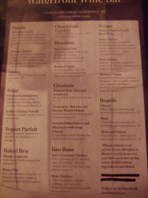 Menu photo 2 Waterfront Wine Bar Manitowoc, WI