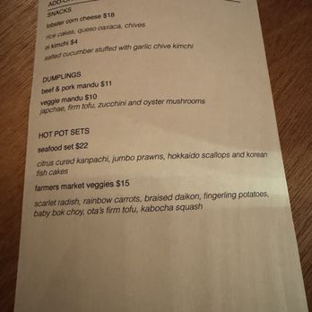 Han Oak - Menu add ons - Korean Near Me - Portland, Oregon