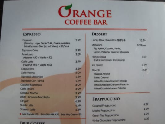 Menu photo 4 Orange Coffee Bar Duluth, GA