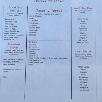 El Juniors Taqueria - MENU - Food Trucks Near Me - Odessa, Texas El Juniors Taqueria - MENU - Food Trucks Near Me - Odessa, Texas