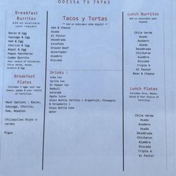 El Juniors Taqueria - MENU