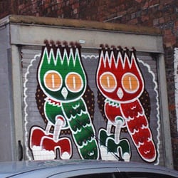 Brick Lane Street Art - There are quite a few owls in the market along Sclater street, including these on a lorry parked there! Hope the owner likes