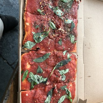 Jules Thin Crust - Vegan pizza aka tomato pie (4), outdoors and a better view. It's easy to share for 2, or to eat if you're super hungry. (10/21/2018) - Pizza Near Me - Princeton, New Jersey Jules Thin Crust - Vegan pizza aka tomato pie (4), outdoors and a better view. It's easy to share for 2, or to eat if you're super hungry. (10/21/2018) - Pizza Near Me - Princeton, New Jersey