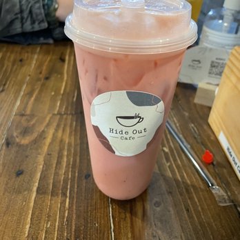 Hide Out Cafe - Strawberry Milk Tea - Cafes Near Me - Rowland Heights, California