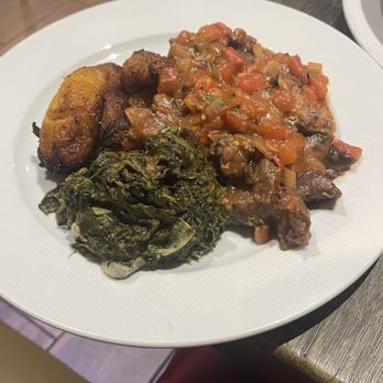 Swahili Village - The Consulate DC - Nyama Kaanga with plantains and spinach - African Near Me - Washington, DC, District of Columbia Swahili Village - The Consulate DC - Nyama Kaanga with plantains and spinach - African Near Me - Washington, DC, District of Columbia