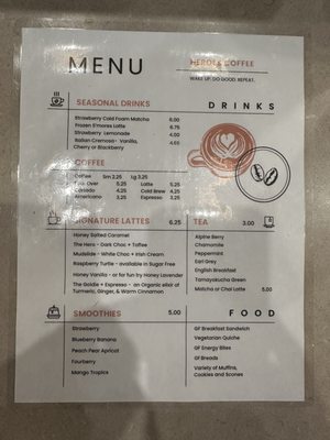 Menu photo 2 Heroes Coffee Rogers, AR