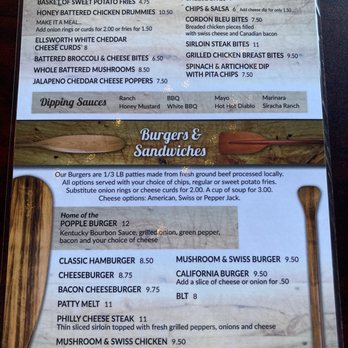 Popple Bar - Menu- front and back - Nightlife Near Me