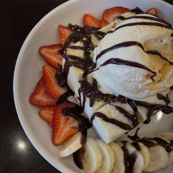 The Corner Thai Cuisine - Brick toast with Nutella, banana, strawberries and vanilla ice cream with no whip cream. We asked for a side of condensed milk. AMAZING!! - Thai Near Me - Simi Valley, California The Corner Thai Cuisine - Brick toast with Nutella, banana, strawberries and vanilla ice cream with no whip cream. We asked for a side of condensed milk. AMAZING!! - Thai Near Me - Simi Valley, California