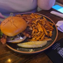 Blueberry Burger with fries. Also had fried pickles that were great, ate them too soon for a photo. Blueberry Burger with fries. Also had fried pickles that were great, ate them too soon for a photo.
