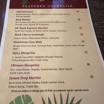CocoCabana Bar & Grill - Drink Menu - Latin American Near Me - Greenacres, Florida