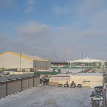 Lambeau Field - Practice Field View from 4th Floor of Hilton Home2Suites - Stadiums & Arenas Near Me - Green Bay, Wisconsin