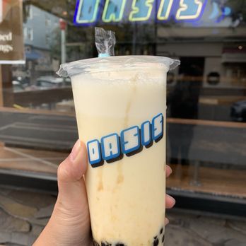 Oasis Tea Zone - Mango milk tea boba with pearls  (shaken) - Coffee & Tea Near Me - Seattle, Washington