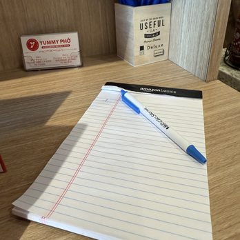 Yummy Pho - Notebook staff use keep track of customers waiting for a table. - Vietnamese Near Me - Westminster, California