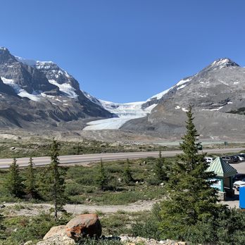Athabasca Glacier Icewalks - Glacier view from Athabasca Centre - Walking Tours Near Me - Jasper, Alberta Athabasca Glacier Icewalks - Glacier view from Athabasca Centre - Walking Tours Near Me - Jasper, Alberta