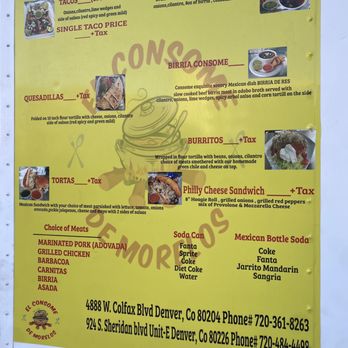 el consome de morelos - menu with no pricing - Mexican Near Me - Denver, Colorado