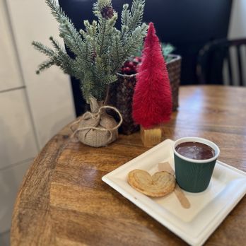 Eldora Chocolate - a cup of hot chocolate and cookies - Chocolatiers & Shops Near Me - Albuquerque, New Mexico