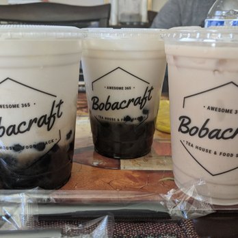 Bobacraft Cafe - Brown Sugar Boba Blast and Classic Milk Tea (on the right) - Bubble Tea Near Me - Alhambra, California