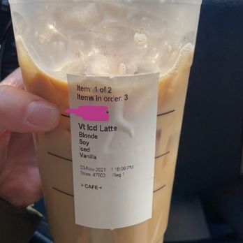 Starbucks - Iced blonde vanilla latte w/ soy milk - Coffee & Tea Near Me - San Francisco, California