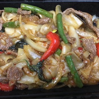 Thai Street - Drunken noodles with beef, spicy level 3 - Thai Near Me - Baltimore, Maryland Thai Street - Drunken noodles with beef, spicy level 3 - Thai Near Me - Baltimore, Maryland