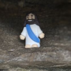 Moore Cove Falls - Jesus on a rock