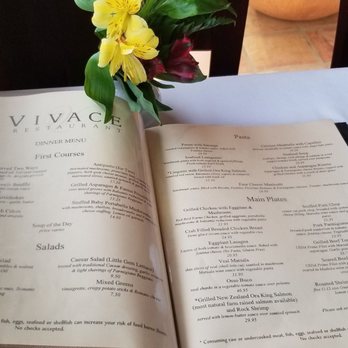 Vivace - Small sample of menu - Italian Near Me - Tucson, Arizona
