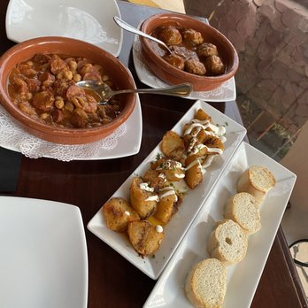 Condal Tapas Restaurant - Crispy potatoes, meatballs, and garbanzo bean chili - Tapas Bars Near Me - San Juan, Puerto Rico Condal Tapas Restaurant - Crispy potatoes, meatballs, and garbanzo bean chili - Tapas Bars Near Me - San Juan, Puerto Rico