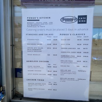 Pongo's Kitchen - Menu - Hawaiian Near Me - Honolulu, Hawaii