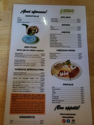 Menu photo 1 Restaurant Mario´s Guerrero Negro, BCS Menu photo 1 Restaurant Mario´s Guerrero Negro, BCS