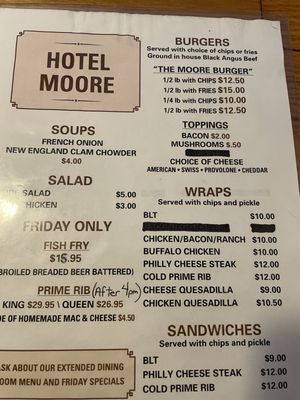 Menu photo 2 Hotel Moore Barneveld, NY Menu photo 2 Hotel Moore Barneveld, NY