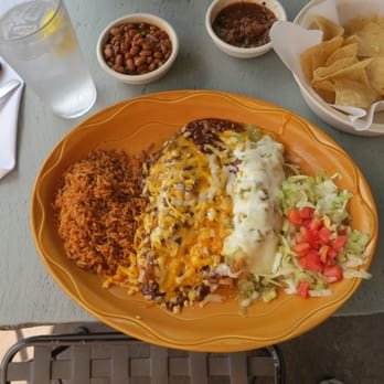 Uncle Julio's - Three enchiladas combo, with rice and beans - Mexican Near Me - Lombard, Illinois