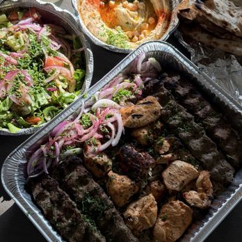 Al-Hadara Restaurant & Cafe مطعم وكافية الحضارة - Beef Kabob Chicken Kabob  Family Tray 4-6 - Mediterranean Near Me - Fresno, California