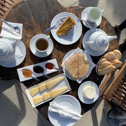 Cheese plate (highly recommend), mint and house tea, ham sandwich, carrot cake! Cheese plate (highly recommend), mint and house tea, ham sandwich, carrot cake!
