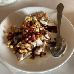 This is yummy!  They have this station to make it.  Aloo Papdi Chat