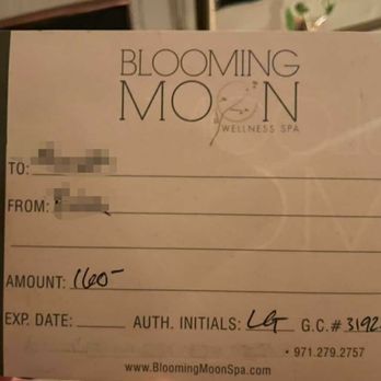 Blooming Moon Wellness Spa - The unhonored gift card - Skin Care Near Me - Portland, Oregon