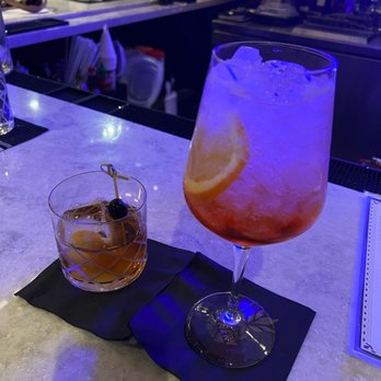 The Pinery - Old fashioned (left) Aperol Spritz (right) - American Near Me - Orlando, Florida The Pinery - Old fashioned (left) Aperol Spritz (right) - American Near Me - Orlando, Florida