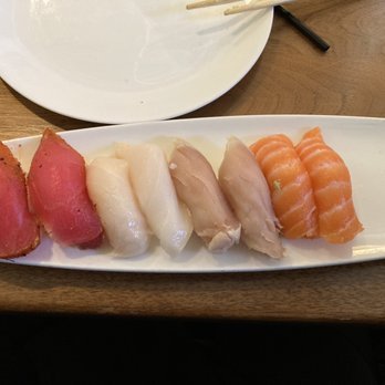 The Cannery - Nigiri Sushi: seared tuna, ono, albacore, salmon (ate yellowtail too fast ;) - Seafood Near Me - Newport Beach, California