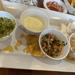 Did not get a Dip Flight pic in time before everyone dug in - RECOMMENDED!!!  guac, queso, pico, beans