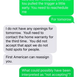 Screenshot of the text convo i had with the Hansen rep
