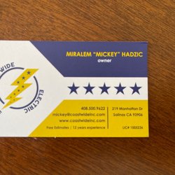 Coastwide Electric - Mickey's business card